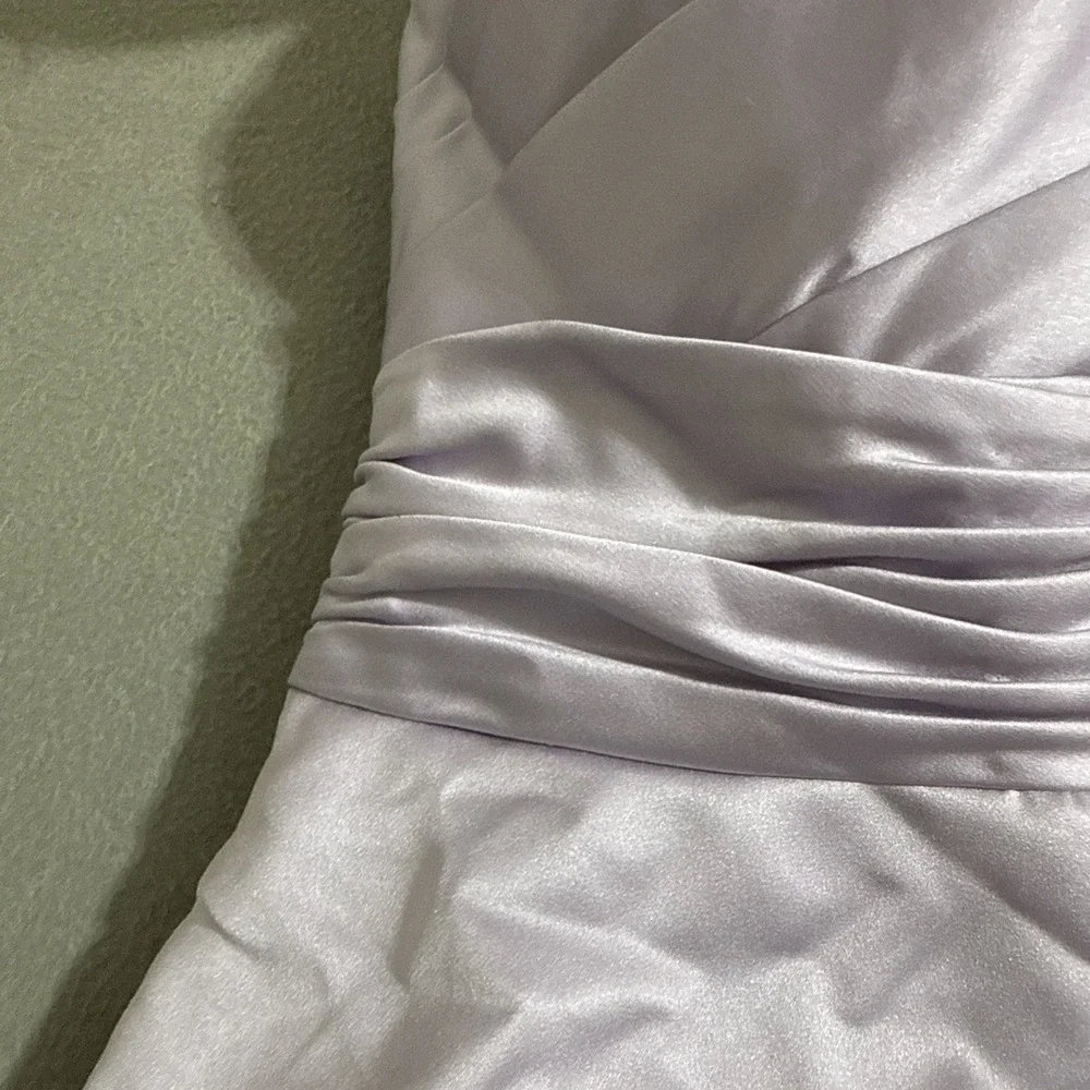 Vtg Dress Mini Strapless Bubble tiered‎ hem satin dress sz 2 Y2K Lavender Formal